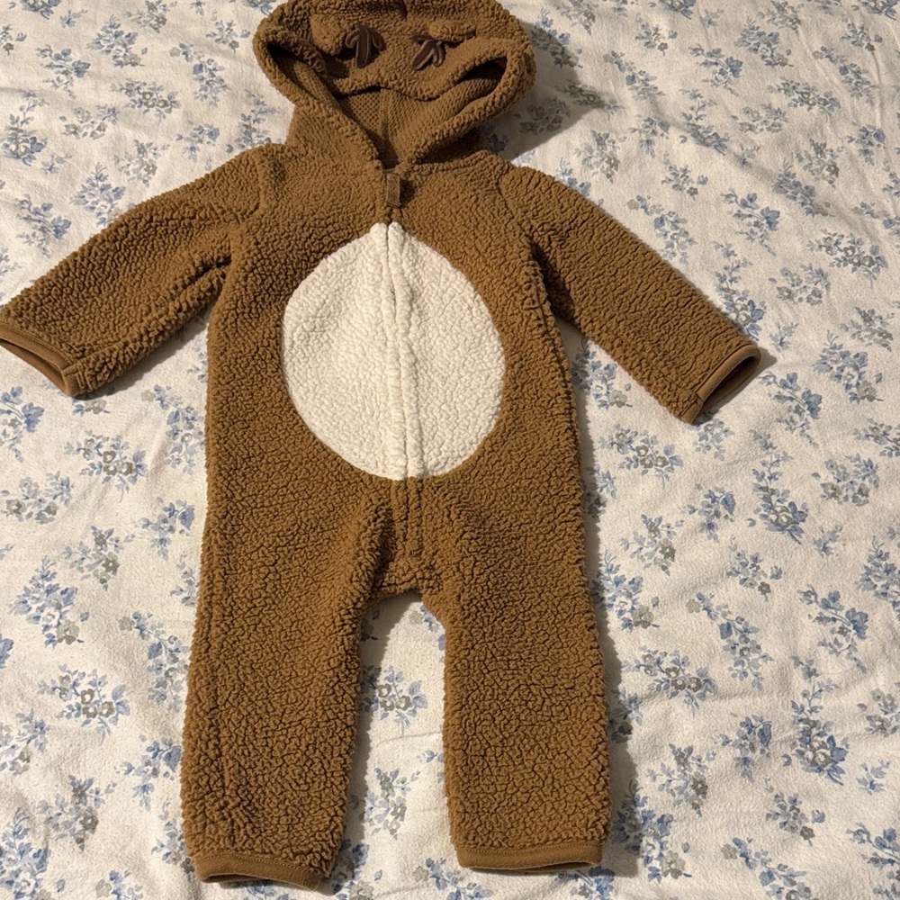 Carter's Brown and White Fleece reindeer Bodysuit